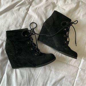 Madden Girl Faux Suede Tie-Up Wedges